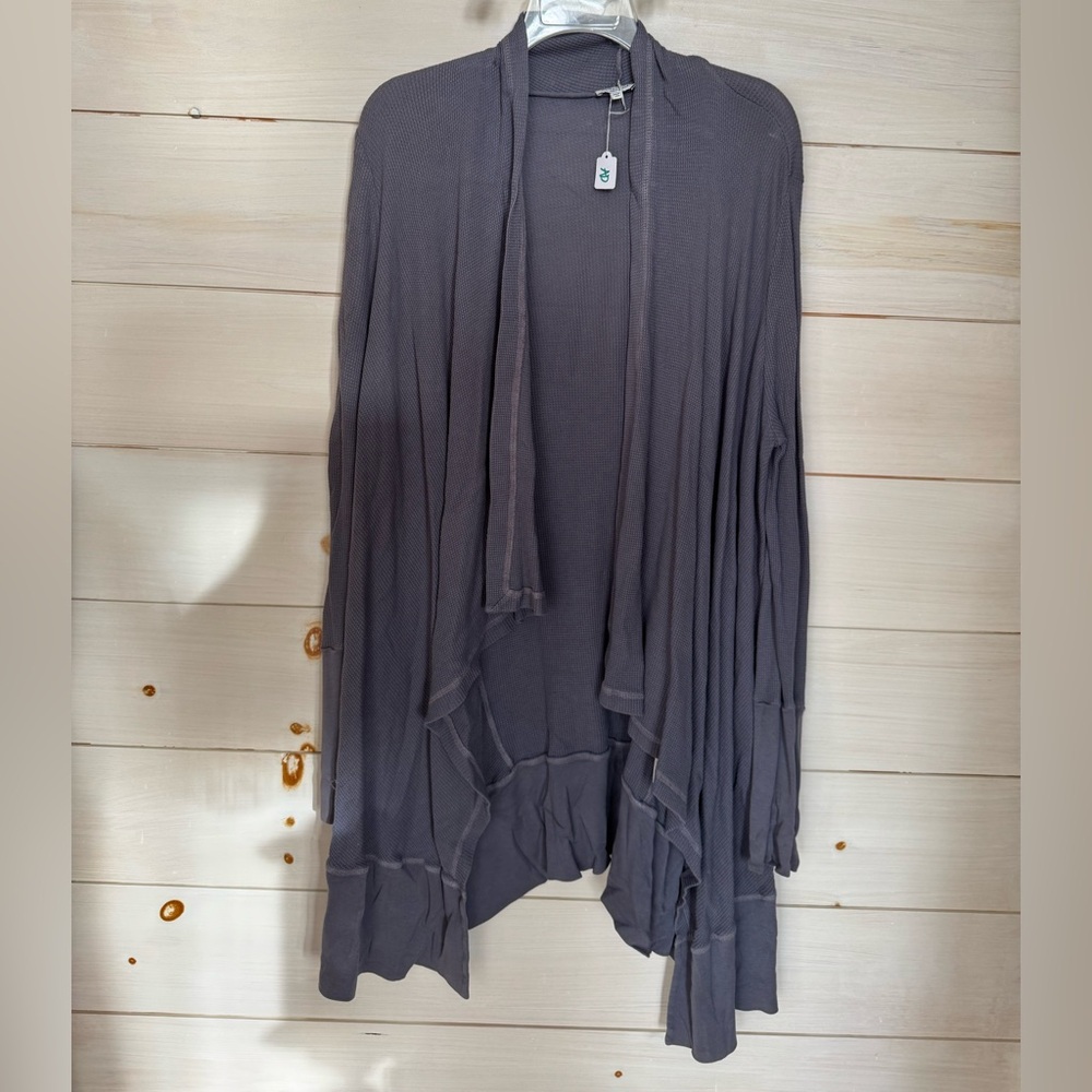 Splendid Taupe Waffle Knit Cardigan